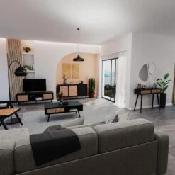 Μπουφές Oslo Pakoworld μαύρο-φυσικό 150x39x79εκ