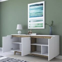 Μπουφές Rafaelo Pakoworld λευκό-καρυδί 180x45x78,5εκ -Vougioukas mpoiphes rafaelo pakoworld leiko karithi 180 45 785ek 2