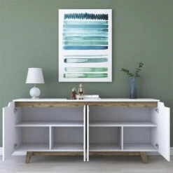 Μπουφές Rafaelo Pakoworld λευκό-καρυδί 180x45x78,5εκ -Vougioukas mpoiphes rafaelo pakoworld leiko karithi 180 45 785ek 4