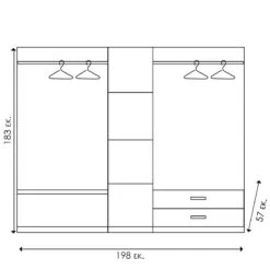 Ντουλάπα ρούχων πεντάφυλλη OLYMPUS Pakoworld χρώμα Wenge 198x57x183εκ -Vougioukas ntoilapa roichon pentaphilli olympus pakoworld chroma wenge 198 57 183ek 6