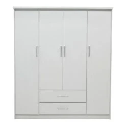 Ντουλάπα ρούχων τετράφυλλη Olympus Pakoworld λευκό 159x57x183εκ