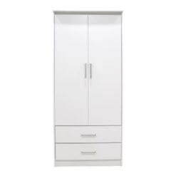 Ντουλάπα ρούχων δίφυλλη OLYMPUS Pakoworld σε λευκή απόχρωση 81x57x183εκ -Vougioukas ntoilapa roichon thiphilli olympus pakoworld se leiki apochrosi 81 57 183ek 2