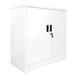 ΝΤΟΥΛΑΠΙ Δίφυλλο - 2 Ράφια Εσωτερικά - 90x40x90εκ Μέταλλο Βαφή Άσπρο