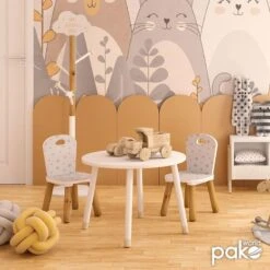 Παιδικό τραπεζάκι Playful Pakoworld λευκό-φυσικό Φ60x43,5εκ