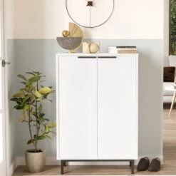 Παπουτσοθήκη Kinga 5ραφιών Pakoworld σε λευκή απόχρωση 72x35.5x105.6εκ