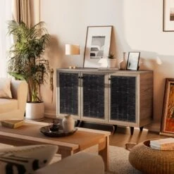 Παπουτσοθήκη-ντουλάπι Ronan Pakoworld χρώμα καρυδί 105x35x66εκ