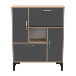 ΠΑΠΟΥΤΣΟΘΗΚΗ MEDY HM18187.01 ΜΕΛΑΜΙΝΗ ΣΕ ΑΝΘΡΑΚΙ & ΣΟΝΑΜΑ-ΜΑΥΡΑ ΠΟΔΙΑ 85x30x108.5Υ εκ. -Vougioukas papoutsothikes ntoulapia 2