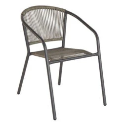 PATTY Πολυθρόνα Στοιβαζόμενη Κήπου, 54x61x73εκ Μέταλλο Βαφή Ανθρακί, PE Rattan Γκρι