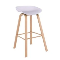 PENT Σκαμπό Bar, 49x52x72/84εκ Μέταλλο Βαφή Φυσικό, PP Άσπρο