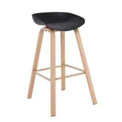 PENT Σκαμπό Bar, 49x52x72/84εκ Μέταλλο Βαφή Φυσικό, PP Μαύρο