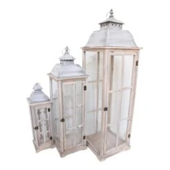 Φανάρι Columi Inart σετ 3τεμ αλουμίνιο σε φυσική απόχρωση