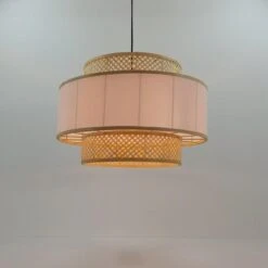 Φωτιστικό οροφής Certy Inart Ε27 μπαμπού σε φυσική απόχρωση Φ50x33εκ