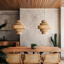 Φωτιστικό οροφής Spelo Inart καφέ Press Papier-μέταλλο Φ51x148εκ