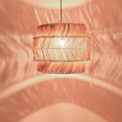 Φωτιστικό οροφής Zeniole Inart Abaca σε φυσικό χρώμα Φ60x50εκ