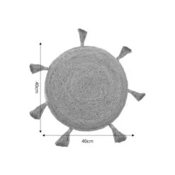 Πουφ Elefon Inart φυσικό-εκρού ύφασμα Φ40x7.5εκ -Vougioukas poiph elefon inart phisiko ekroi iphasma ph40 7 5ek 4