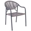 POLIS Πολυθρόνα Βεράντας-Κήπου 58x65x85,5εκ Μέταλλο Βαφή Ανθρακί, Rope Wicker Γκρι, Στοιβαζόμενη