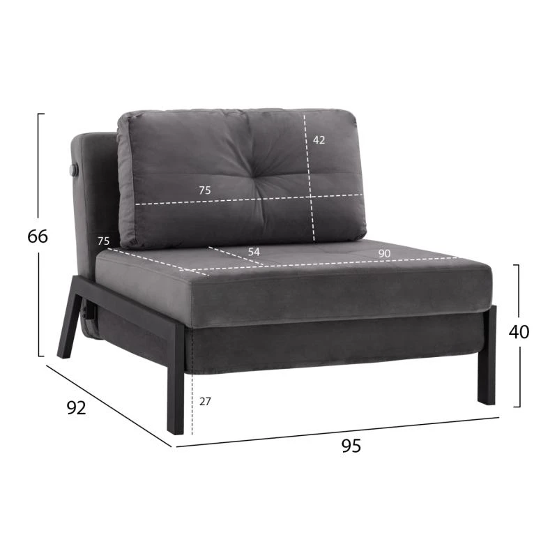 ΠΟΛΥΘΡΟΝΑ ΚΡΕΒΑΤΙ ΑΠΟ ΒΕΛΟΥΔΟ ΓΚΡΙ HM3078.11 95x92x66Υ εκ. 2 ΠΟΛΥΘΡΟΝΑ ΚΡΕΒΑΤΙ ΑΠΟ ΒΕΛΟΥΔΟ ΓΚΡΙ HM3078.11 95x92x66Υ εκ. - Image 2