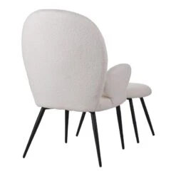 Πολυθρόνα με υποπόδιο Qarar Pakoworld μπουκλέ ύφασμα σε λευκή απόχρωση με μαύρα μεταλλικά πόδια 67.5x67.5x106εκ -Vougioukas polithrona me ipopothio qarar pakoworld mpoikle iphasma se leiki apochrosi me maira metallika pothia 67 5 67 5 106ek 2