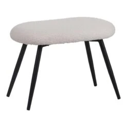 Πολυθρόνα με υποπόδιο Qarar Pakoworld μπουκλέ ύφασμα σε λευκή απόχρωση με μαύρα μεταλλικά πόδια 67.5x67.5x106εκ -Vougioukas polithrona me ipopothio qarar pakoworld mpoikle iphasma se leiki apochrosi me maira metallika pothia 67 5 67 5 106ek 7