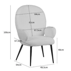 Πολυθρόνα με υποπόδιο Qarar Pakoworld μπουκλέ ύφασμα σε λευκή απόχρωση με μαύρα μεταλλικά πόδια 67.5x67.5x106εκ -Vougioukas polithrona me ipopothio qarar pakoworld mpoikle iphasma se leiki apochrosi me maira metallika pothia 67 5 67 5 106ek 8