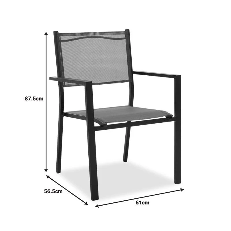 Πολυθρόνα Moly Pakoworld αλουμίνιο μαύρο Textilene ανθρακί 7 Πολυθρόνα Moly Pakoworld αλουμίνιο μαύρο Textilene ανθρακί - Image 7