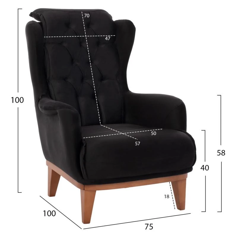 ΠΟΛΥΘΡΟΝΑ ΜΠΕΡΖΕΡΑ BENNINGTON ΒΕΛΟΥΔΟ ΜΑΥΡΟ HM9313.01 75x100x100 εκ. 2 ΠΟΛΥΘΡΟΝΑ ΜΠΕΡΖΕΡΑ BENNINGTON ΒΕΛΟΥΔΟ ΜΑΥΡΟ HM9313.01 75x100x100 εκ. - Image 2