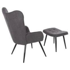 ΠΟΛΥΘΡΟΝΑ ΜΠΕΡΖΕΡΑ CRAWLEY ΜΕ ΥΠΟΠΟΔΙΟ HM8918.21 ΥΦΑΣΜΑ ΜΠΟΥΚΛΕ ΓΚΡΙ 70x74x105Υ εκ. -Vougioukas polithrona mperzera crawley me ipopothio hm8918 21 iphasma mpoikle gkri 70 74 105i ek 1 5