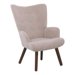 ALMA Πολυθρόνα - Μπερζέρα Σαλονιού - Καθιστικού Καρυδί 69x76x97εκ Ύφασμα Velure Ανοιχτό Καφέ,K/D