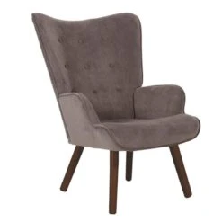 ALMA Πολυθρόνα - Μπερζέρα Σαλονιού - Καθιστικού Καρυδί 69x76x97εκ Ύφασμα Καφέ Velure, K/D