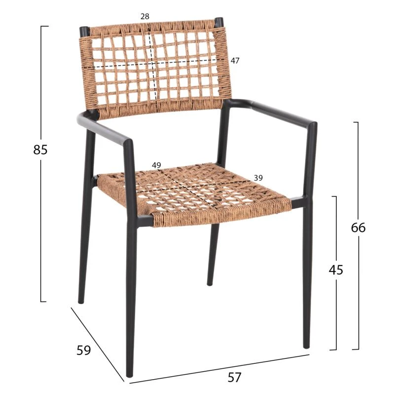 ΠΟΛΥΘΡΟΝΑ TRILAN HM6044.02 ΑΛΟΥΜΙΝΙΟ ΜΑΥΡΟ ΜΕ ΣΥΝΘΕΤΙΚΟ RATTAN ΦΥΣΙΚΟ 57x59x85Υεκ. 2 ΠΟΛΥΘΡΟΝΑ TRILAN HM6044.02 ΑΛΟΥΜΙΝΙΟ ΜΑΥΡΟ ΜΕ ΣΥΝΘΕΤΙΚΟ RATTAN ΦΥΣΙΚΟ 57x59x85Υεκ. - Image 2