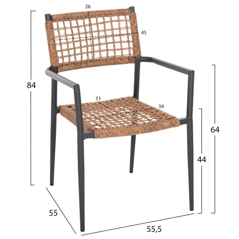 ΠΟΛΥΘΡΟΝΑ TRILAN HM6044.03 ΑΛΟΥΜΙΝΙΟ ΑΝΘΡΑΚΙ ΜΕ ΣΥΝΘΕΤΙΚΟ RATTAN ΦΥΣΙΚΟ 57x59x85Υεκ. 2 ΠΟΛΥΘΡΟΝΑ TRILAN HM6044.03 ΑΛΟΥΜΙΝΙΟ ΑΝΘΡΑΚΙ ΜΕ ΣΥΝΘΕΤΙΚΟ RATTAN ΦΥΣΙΚΟ 57x59x85Υεκ. - Image 2