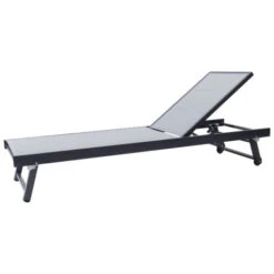 POOL Ξαπλώστρα, 64x187x30εκ Αλουμίνιο Βαφή Ανθρακί, Textilene Γκρι