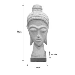 Προτομή κεφαλή βούδα Wevi Inart λευκό μάνγκο ξύλο 17x11.5x41εκ