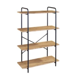 Ραφιέρα Μέταλλο Βαφή Μαύρο, 80x34x112εκ Απόχρωση Sonoma