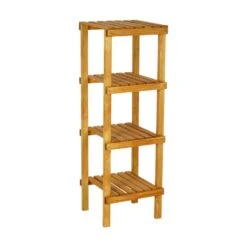 Ραφιέρα δαπέδου 4 επιπέδων Zangia Ipakoworld σε φυσική απόχρωση36x36x108εκ