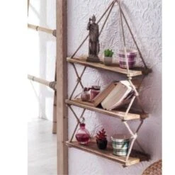 Ραφιέρα τοίχου Anaba Pakoworld σε χρώμα καρυδί 48,5x12x103εκ