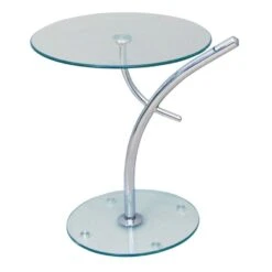 RAVEL Τραπεζάκι Βοηθητικό Φ50εκ H.58εκ Χρώμιο - Γυαλί Clear Tempered