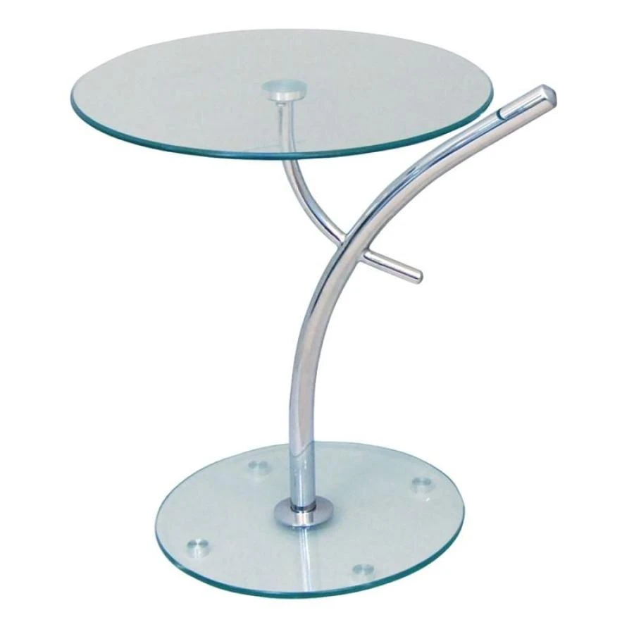 RAVEL Τραπεζάκι Βοηθητικό Φ50εκ H.58εκ Χρώμιο - Γυαλί Clear Tempered 1 RAVEL Τραπεζάκι Βοηθητικό Φ50εκ H.58εκ Χρώμιο - Γυαλί Clear Tempered