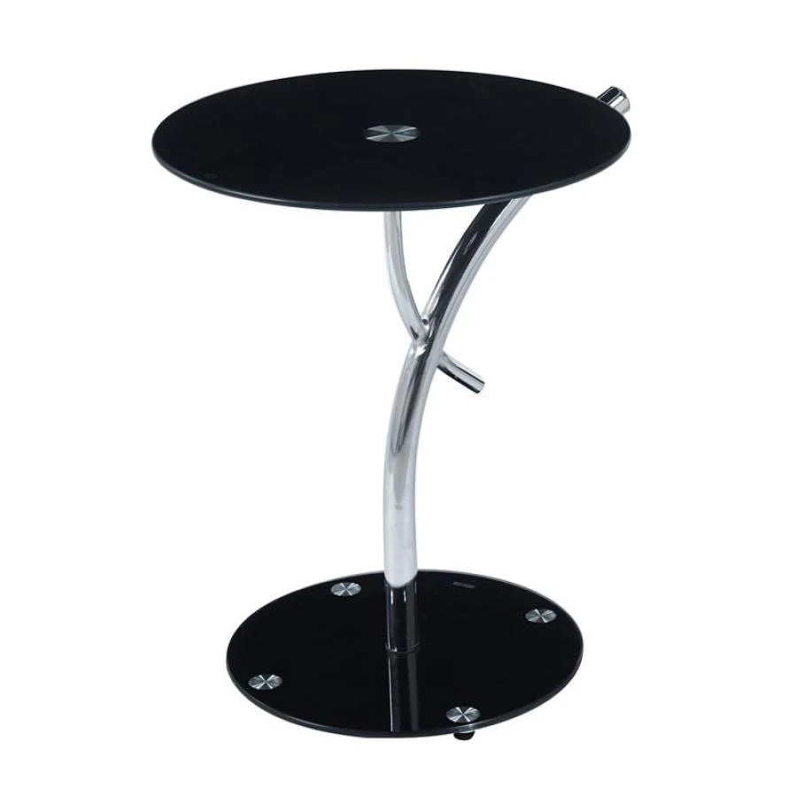 RAVEL Τραπεζάκι Βοηθητικό Φ50εκ H.58εκ Χρώμιο - Γυαλί Μαύρο Tempered 1 RAVEL Τραπεζάκι Βοηθητικό Φ50εκ H.58εκ Χρώμιο - Γυαλί Μαύρο Tempered