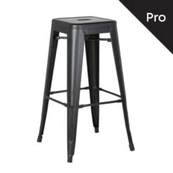 RELIX Σκαμπό Bar-Pro, Στοιβαζόμενο, 43x43 H.76εκ Μέταλλο Βαφή Μαύρο Matte