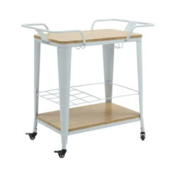 RELIX Trolley Bar-Pro Μέταλλο Βαφή Άσπρο, MDF 86x51x86εκ Απόχρωση Φυσικό
