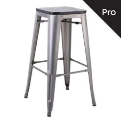 RELIX Wood Σκαμπό Bar-Pro, 43x43 H.76εκ Απόχρωση Metal με Διακοσμητική Σκουριά,