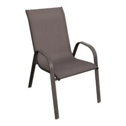 RIO Πολυθρόνα Στοιβαζόμενη Κήπου, 55x74x91εκ Μέταλλο Βαφή Καφέ, Τextilene Καφέ (4,20kg)