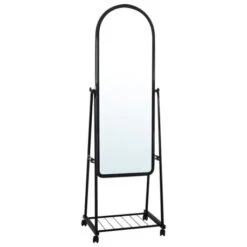 ROLLAND Small Καθρέπτης Δαπέδου, 37x37x160εκ Μέταλλο Βαφή Μαύρο