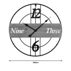 Ρολόι τοίχου Tabla Inart μέταλλο σε μαύρη απόχρωση 60x3x60εκ