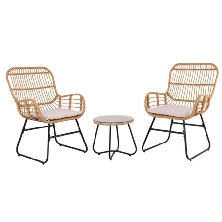 SALSA Yard Set: Τραπέζι + 2 Πολυθρόνες, Table Φ45x42/Chair 64x69x100εκ Μέταλλο Μαύρο, Wicker Φυσικό, Μαξιλάρια Εκρού 1 SALSA Yard Set: Τραπέζι + 2 Πολυθρόνες, Table Φ45x42/Chair 64x69x100εκ Μέταλλο Μαύρο, Wicker Φυσικό, Μαξιλάρια Εκρού