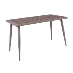SERRANO Τραπέζι Κήπου-Βεράντας 130x70x75εκ Μέταλλο Βαφή Sand Beige, Polywood Καρυδί