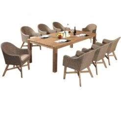 Set Garment Τραπεζαρία Κήπου Ξύλινη 200x100x76εκ 9τμχ