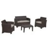 SAVANNA Set Σαλόνι Κήπου ΒεράνταςK/D,Table+Sofa 2Seater+2 Armchairs PP-UV Καφέ Μαξιλάρια Grey-White