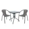 BALENO Set Κήπου - Βεράντας: Τραπέζι + 2 Πολυθρόνες Table:60x60x70 Seat:53x58x77 Μέταλλο Ανθρακί, Wicker Mixed Grey